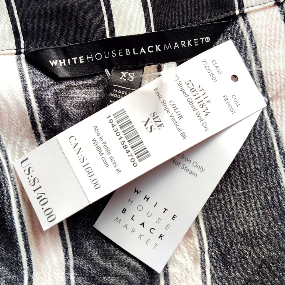 #8 White House Black Market Stripe ( Black n White ) Button up Dress. Size: XS - Picture 5 of 6